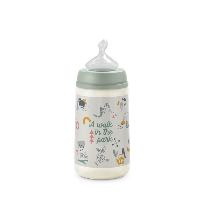 E-shop SUAVINEX | Dojčenská fľaša Walk anatomická M silikón 270 ml - zelená
