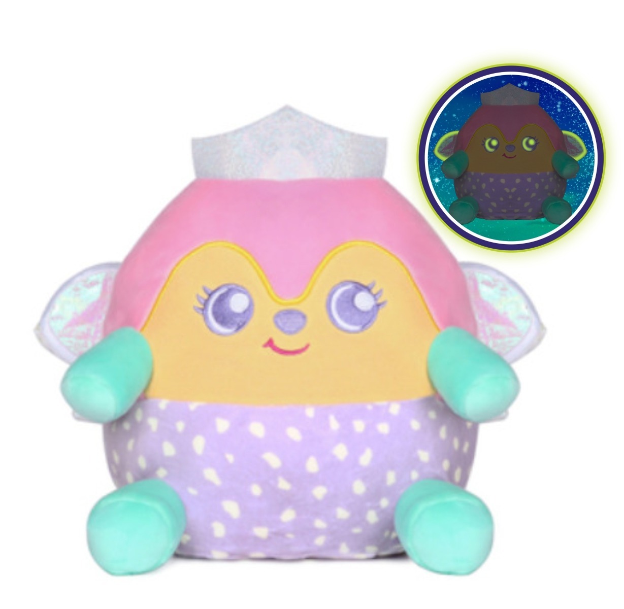 E-shop Dream Beams - Svietiaci plyšák/vankúšik, Víla s krídlami Luna, 18cm