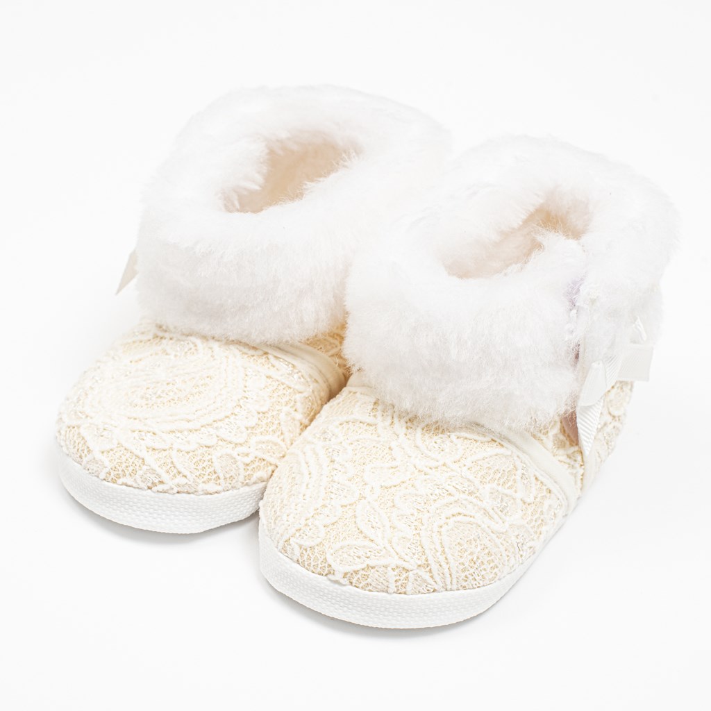 E-shop Dojčenské zimné krajkové kozačky New Baby 6-12 m béžové, 6-12 m - 54544