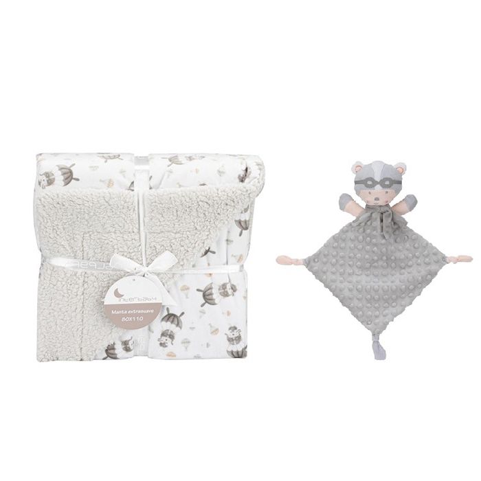 E-shop INTERBABY | Deka BARÁNOK & PADÁK + prítulka - sivá