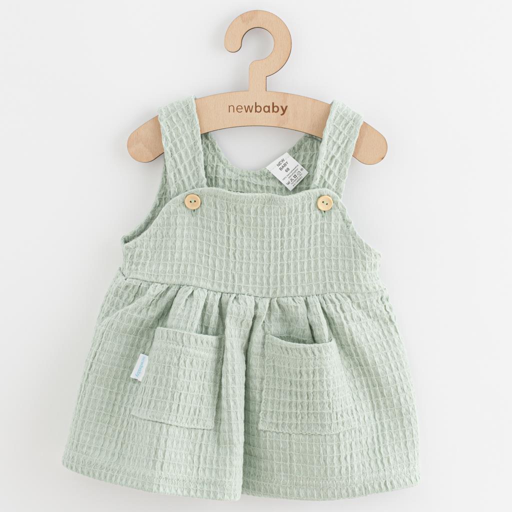 E-shop Dojčenská mušelínová suknička New Baby Comfort clothes šalviová, 74 (6-9m) - 53444