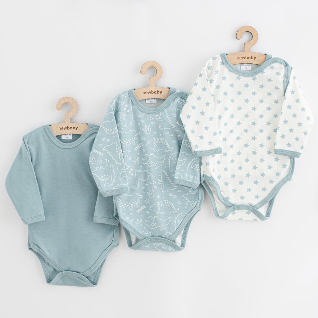 E-shop Dojčenské body celorozopínacie New Baby Classic II Dievča 3ks mätová, 56 (0-3m) - 54456