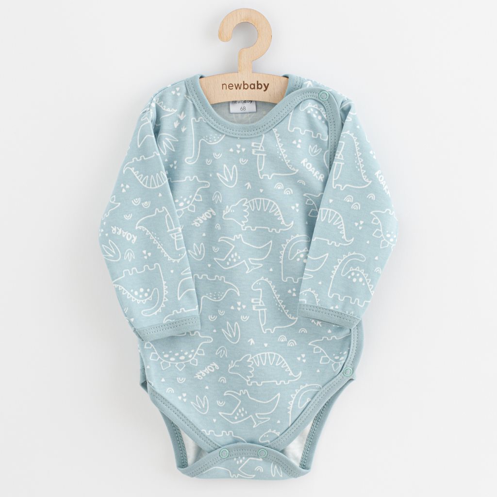 E-shop Dojčenské body celorozopínacie New Baby Classic II dino mätový, 68 (4-6m) - 54471