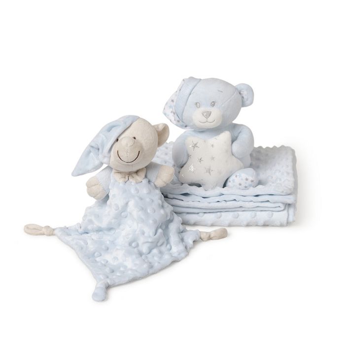 E-shop INTERBABY | Deka mäkká guličky + prítulka + medvedík - MODRÁ