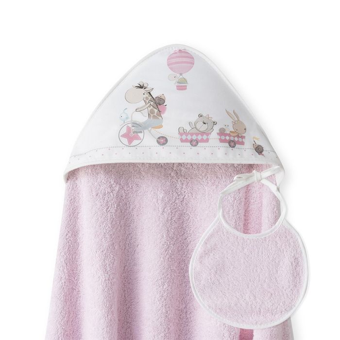 E-shop INTERBABY | OSUŠKA froté ZVIERATKÁ + podbradník - ružová