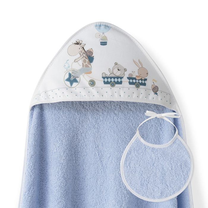 E-shop INTERBABY | OSUŠKA froté ZVIERATKÁ + podbradník - modrá