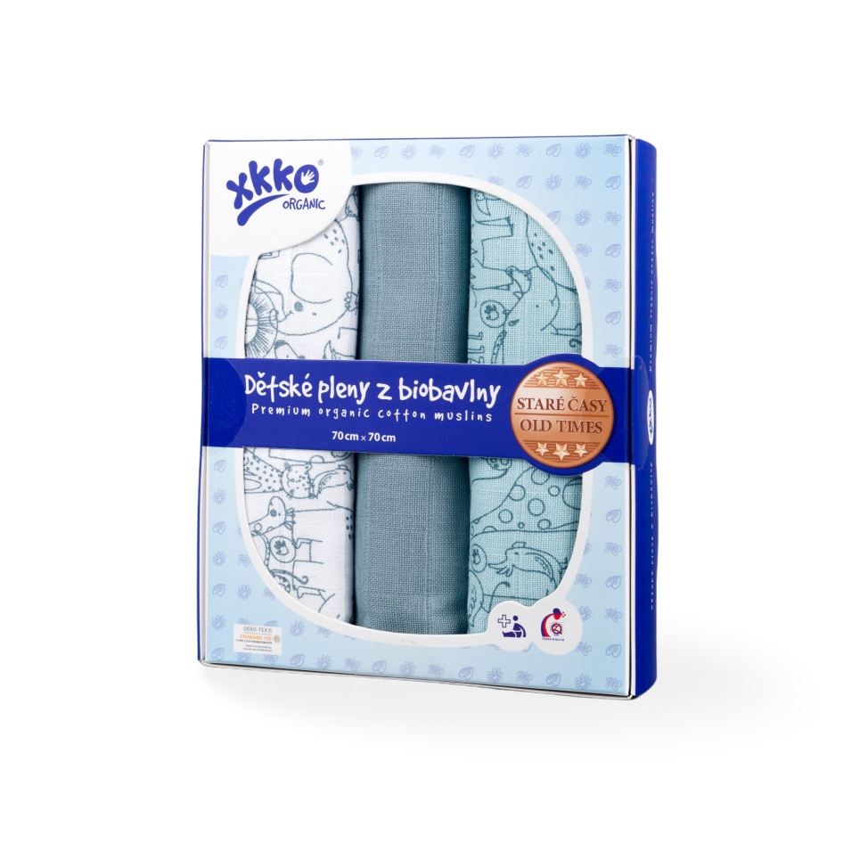 E-shop XKKO Organic Staré časy - Plienky z biobavlny - Safari Mountain Spring MIX, 70x70