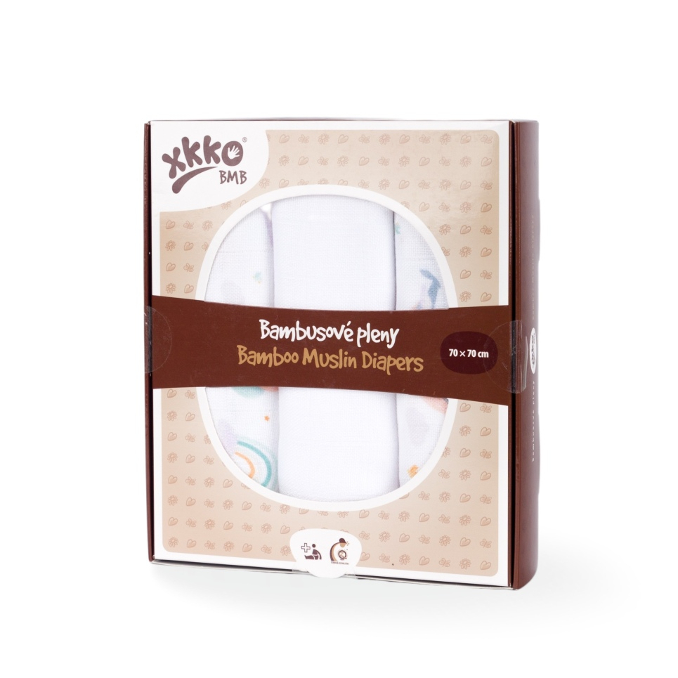 E-shop XKKO BMB Bambusové plienky, Digi - Sky Whale, MIX 3ks, 70x70