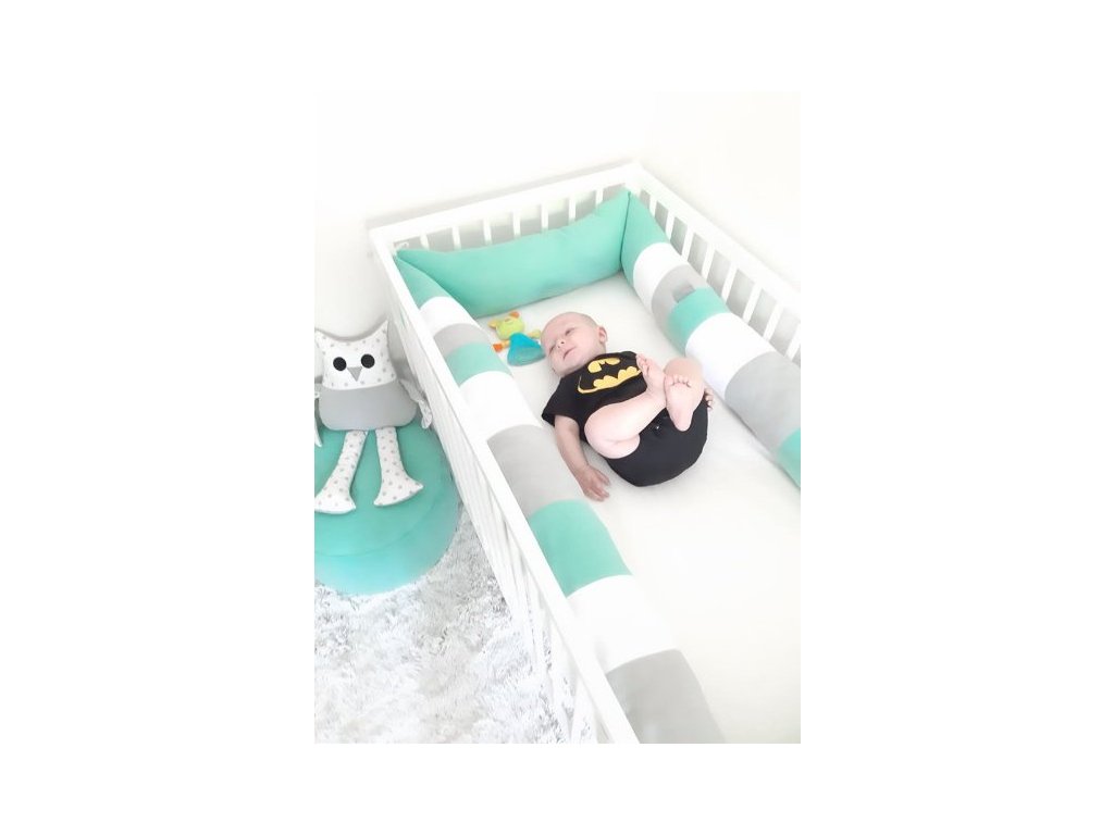 E-shop Ivema Baby Mantinel do postieľky Ivemababy - biela/siva/mint
