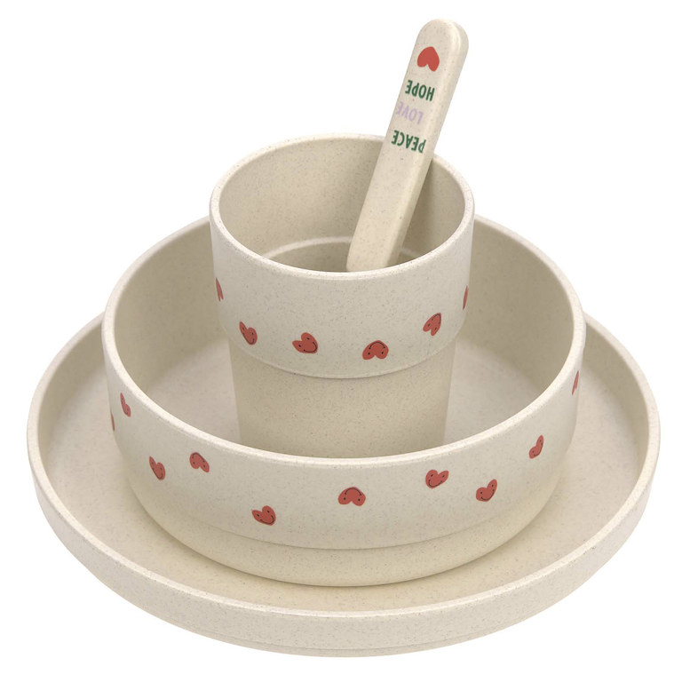E-shop Lässig BABIES LÄSSIG Dish Set PP/Cellulose Happy Rascals Heart lavender
