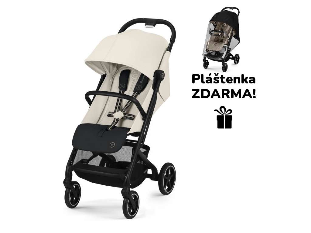 Cybex Beezy BLK, canvas white + pláštenka ZDARMA