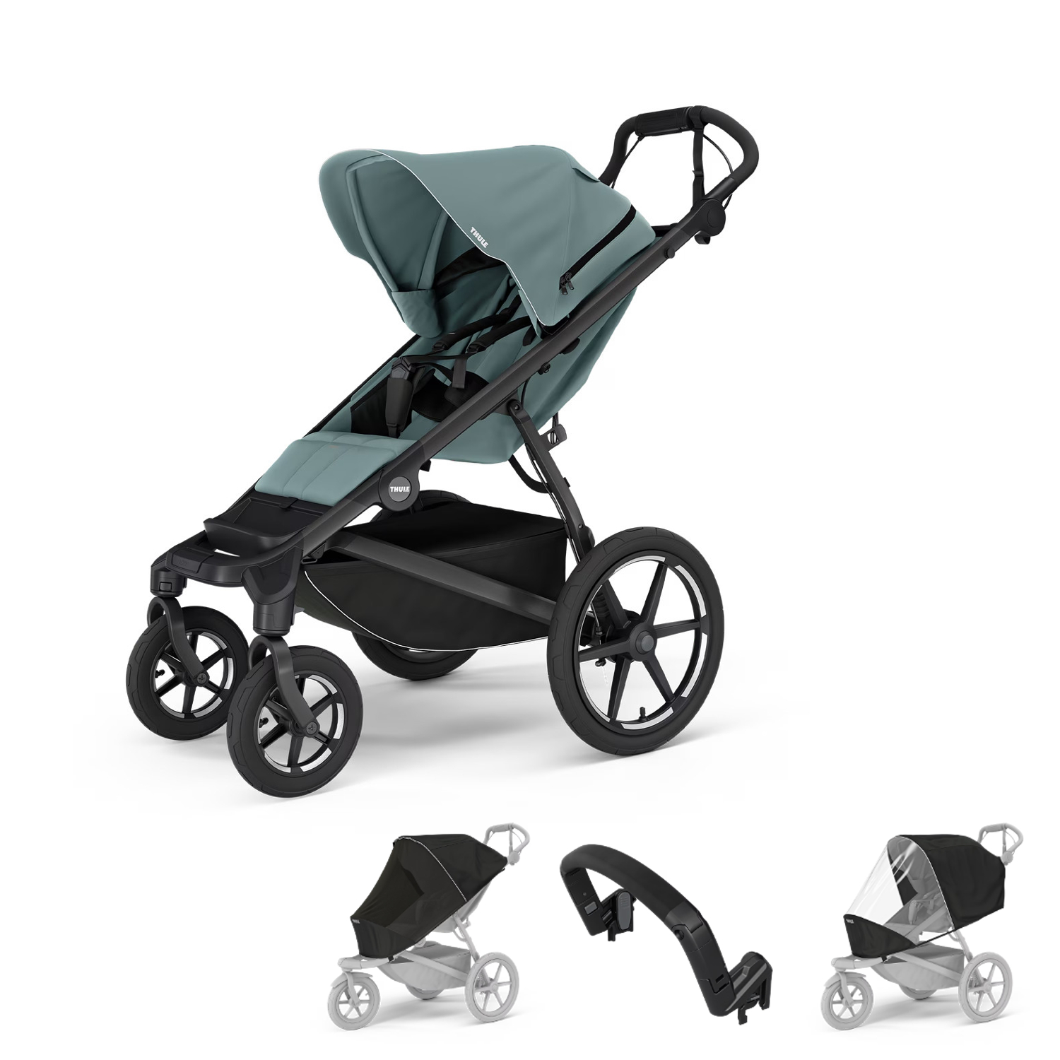 Thule Urban Glide 4-kolesový +madlo, pláštenka, moskytiéra mid blue