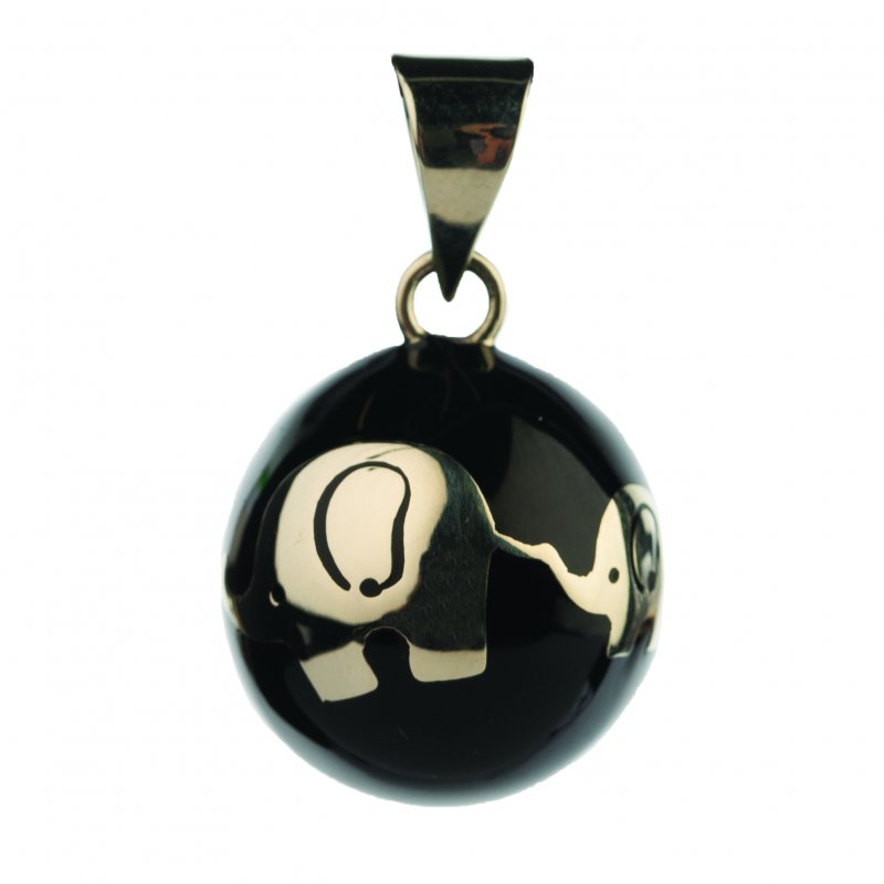 E-shop Bola Tehotenská rolnička ESSENTIALS Black with golden elephant