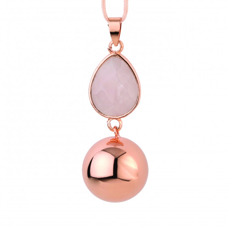 E-shop Bola Tehotenská rolnička FANTASY Rose gold faceted pink drop