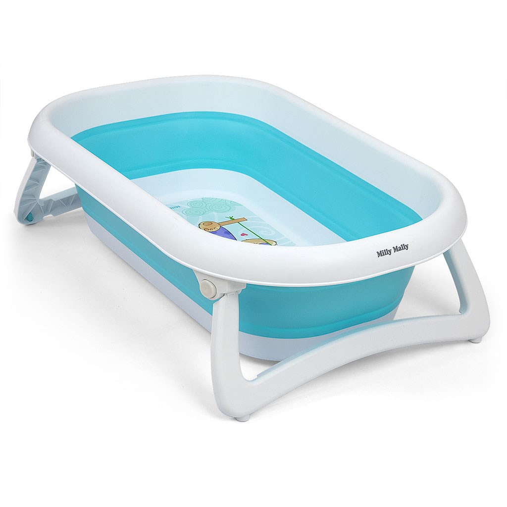 E-shop Detská skladacia vanička s výpusťou Milly Mally Aqua modrá - 48629