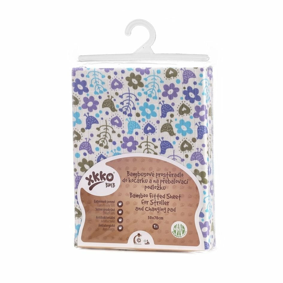 E-shop XKKO BMB Plachta s gumou do postieľky 120x60 - Flowers&Birds For Boys