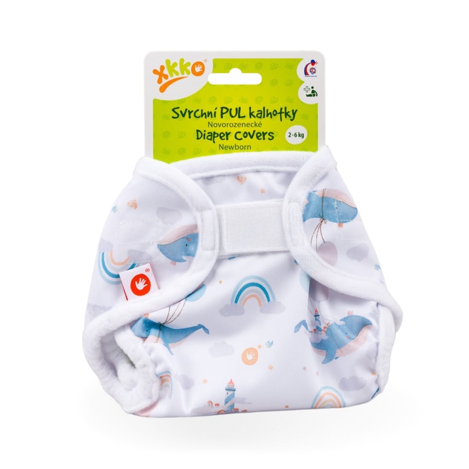 E-shop XKKO Vrchné plienkové nohavičky Newborn - Sky Whale