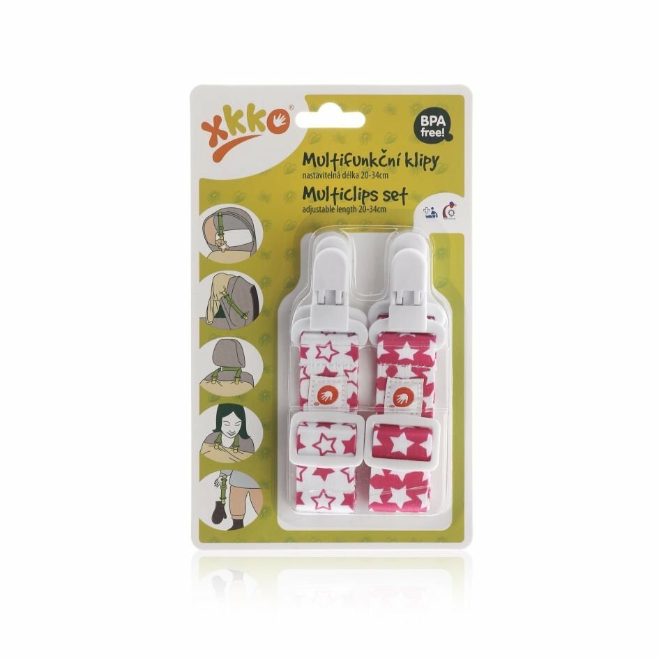 E-shop XKKO Multifunkčné klipy 2ks - Little Stars Magenta MIX