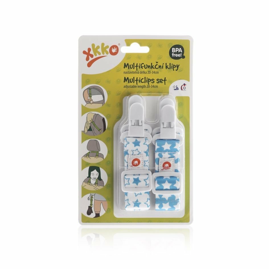 E-shop XKKO Multifunkčné klipy 2ks - Little Stars Cyan MIX