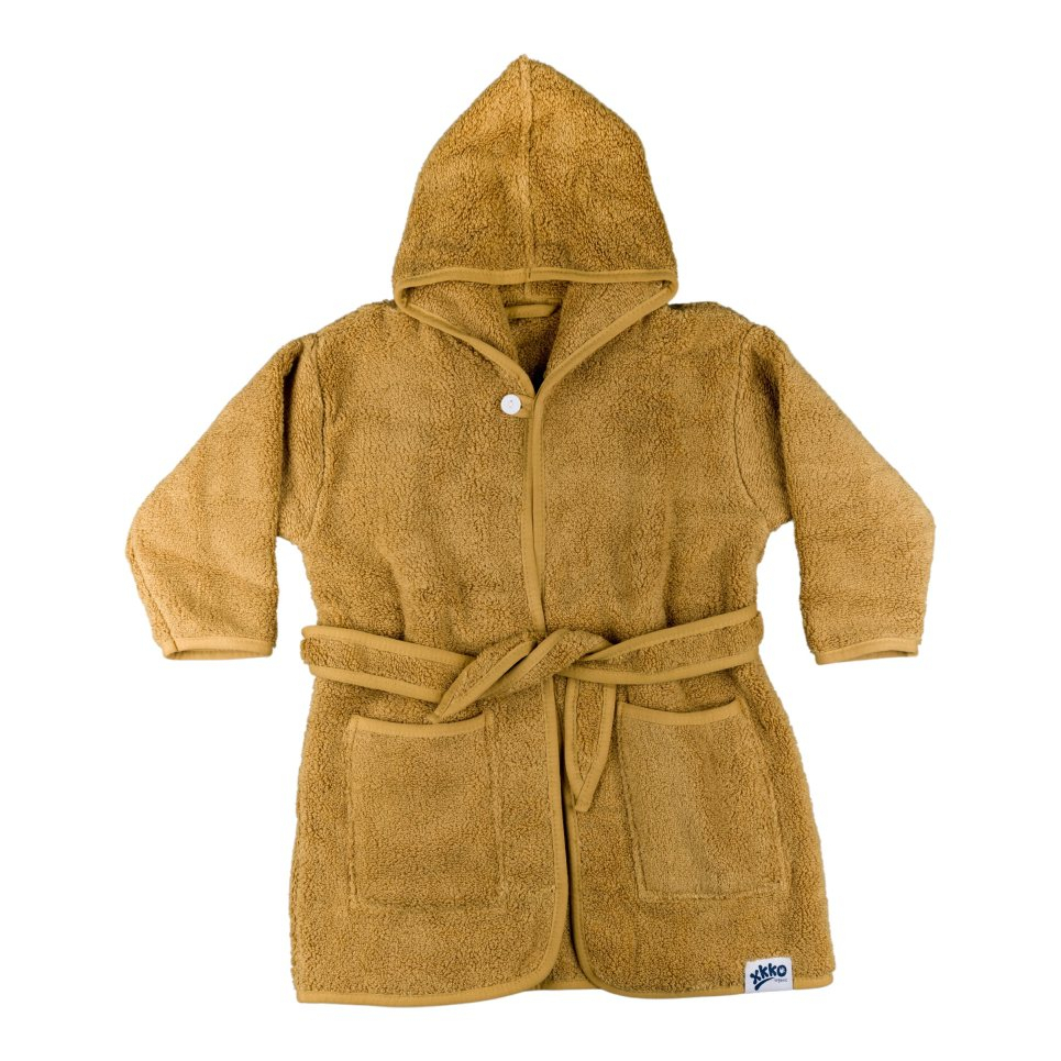 E-shop XKKO Organic BIO Bavlnený župan - Honey Mustard 12-24m