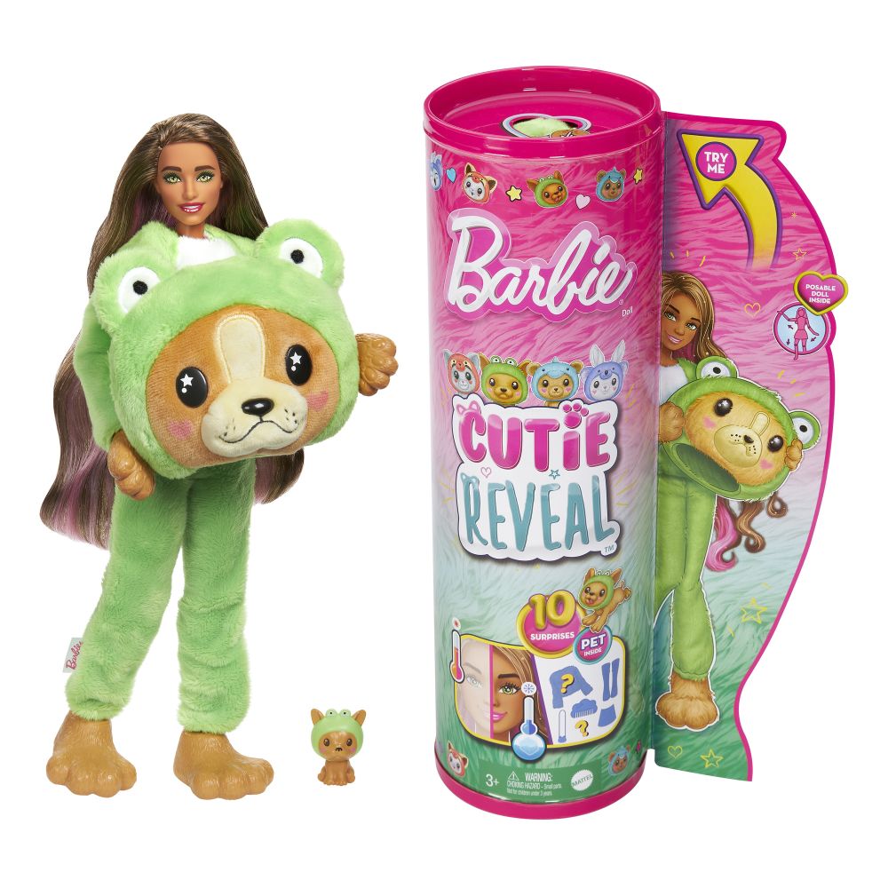 E-shop Mattel Barbie CUTIE REVEAL Barbie v kostýme - psík v zelenom kostýme žabky