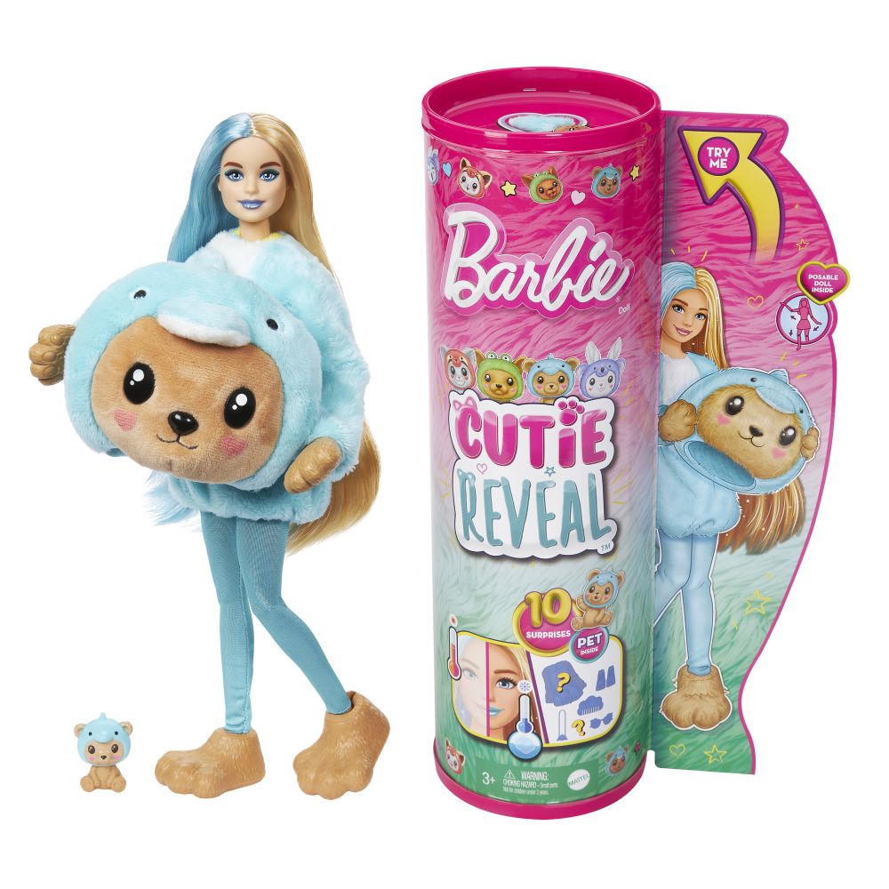 E-shop Mattel Barbie CUTIE REVEAL Barbie v kostýme - mackov modrom kostýme delfína