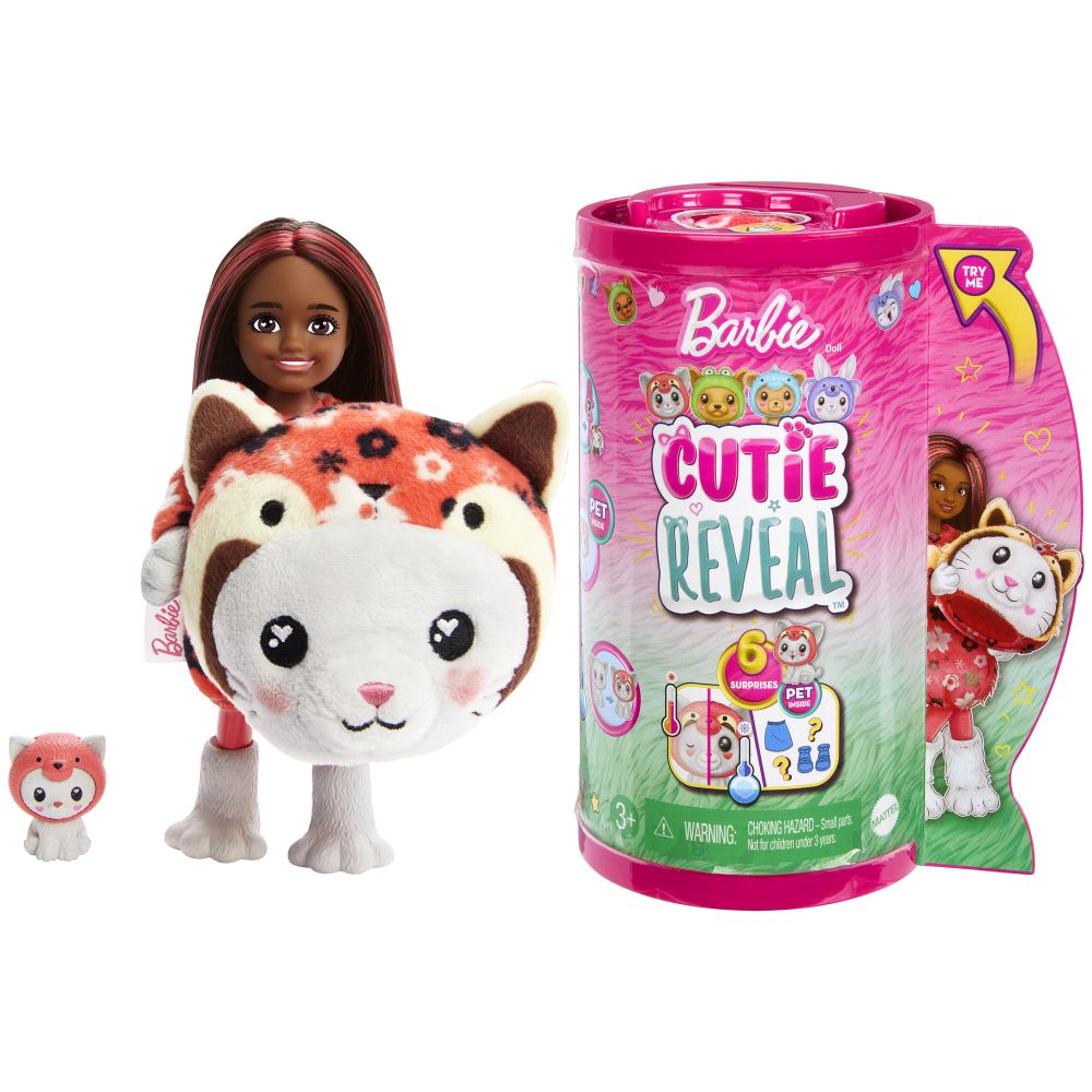 E-shop Mattel BRB CUTIE REVEAL CHELSEA V KOSTÝME - MAČIATKO V ČERVENOM KOSTÝME PANDY