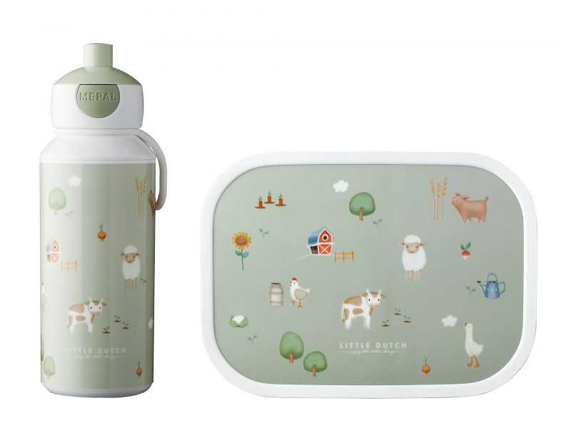 E-shop Little Dutch Desiatový set (fľaša 400ml+box) Farma