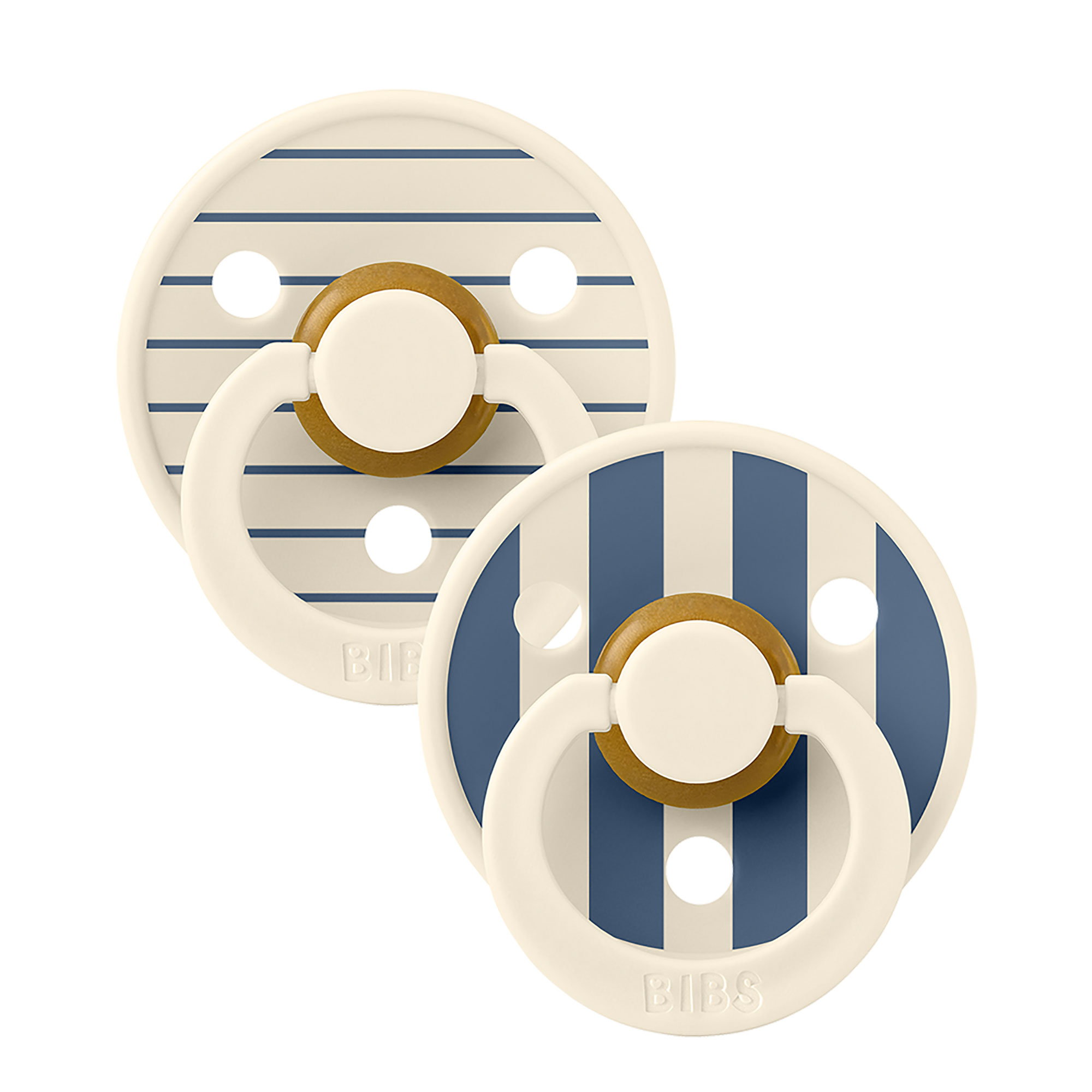 BIBS STUDIO Colour Pin cumlíky z prírodného kaučuku 2ks - veľkosť 2,Ivory Steel Blue Mix