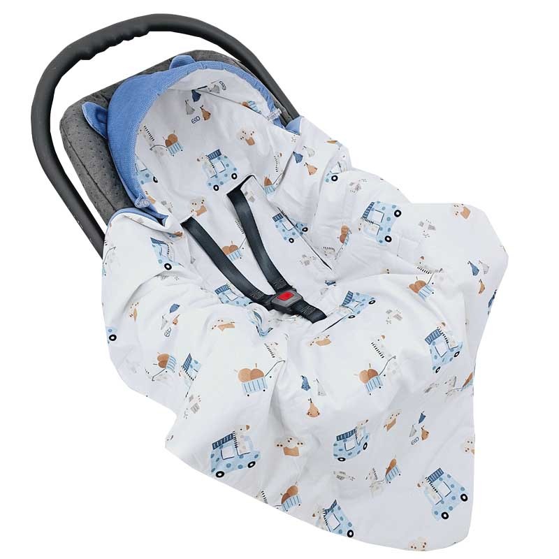EKO Zavinovací fusak do autosedačky VELVET 3 a 5-bodové pásy SP-49 giraffe/blue