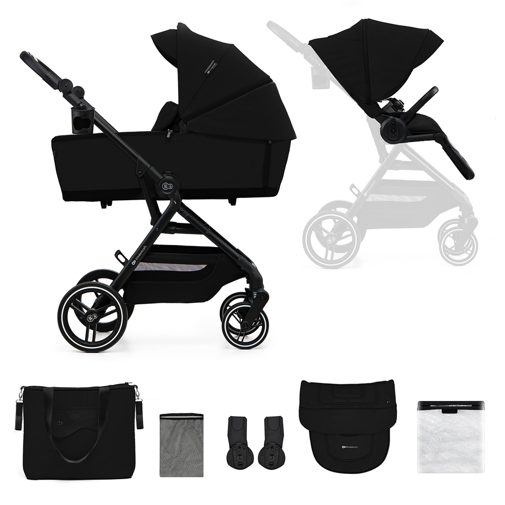 E-shop KINDERKRAFT SELECT Kočík kombinovaný Yoxi 2v1 Pure Black