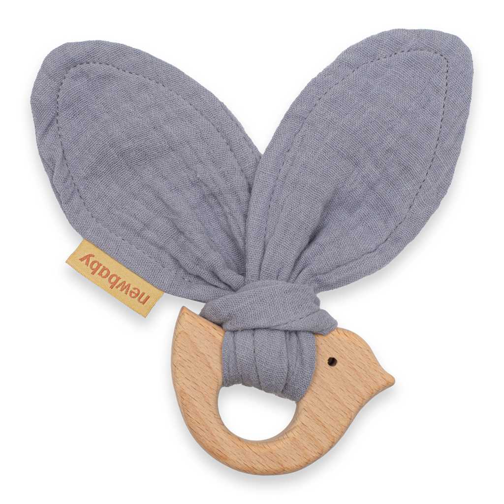 E-shop Detské hryzátko s vtáčikom New Baby Bird grey - 53531