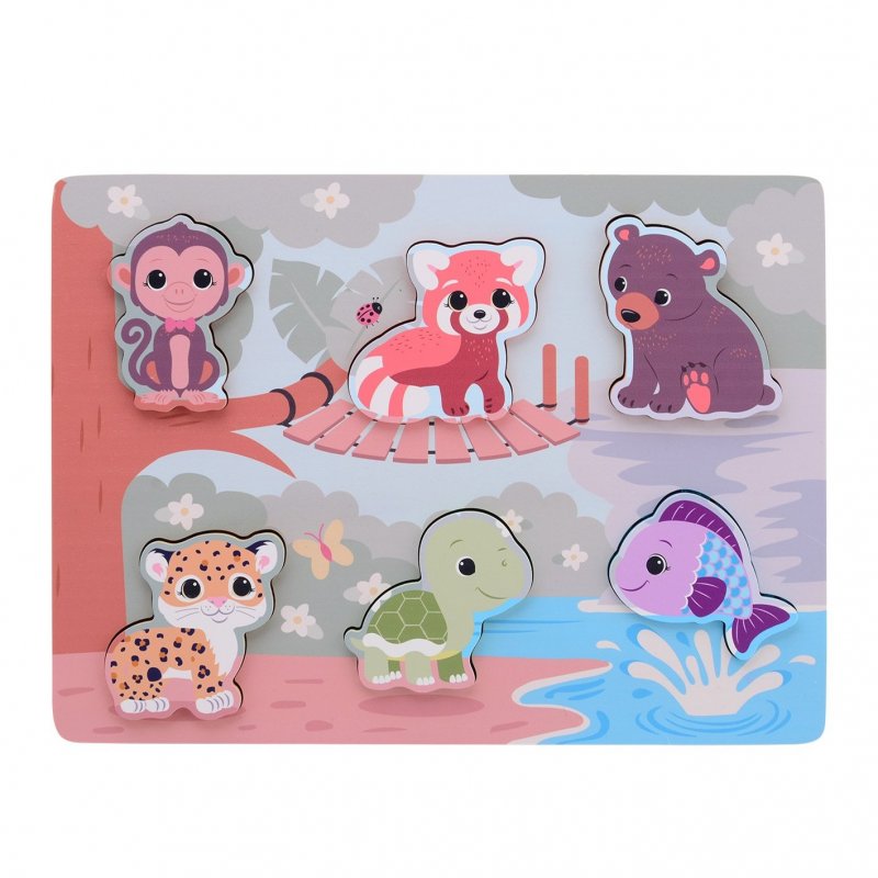 E-shop Jouéco The Wildies Family drevené puzzle Feel & Touch