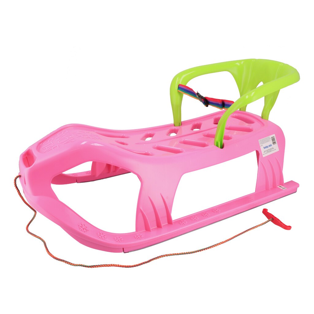 E-shop Plastové sánky s operadlom Baby Mix SNOW STAR ružové - 49313