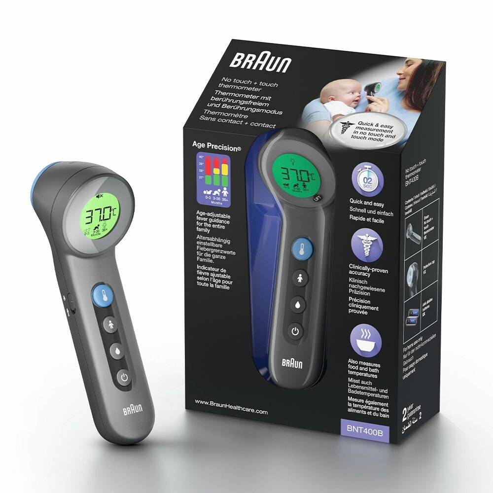 E-shop Braun BNT400 Bezdotykový teplomer s technológiou Age Precision, čierny