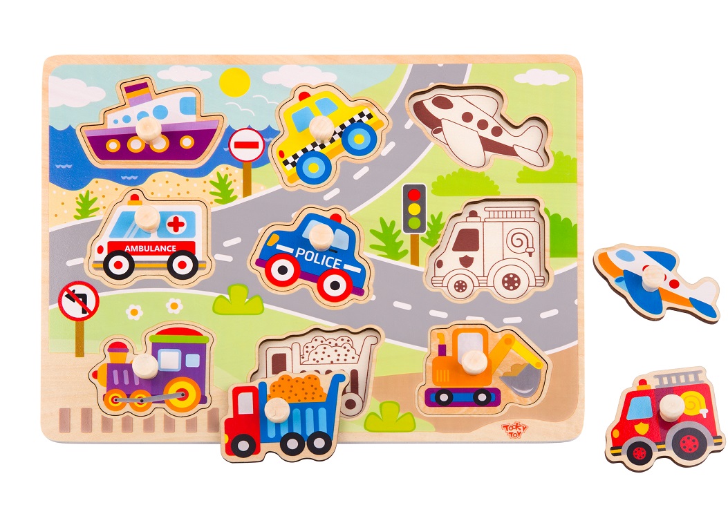 E-shop Tooky Toy Vkladacie puzzle Dopravné prostriedky