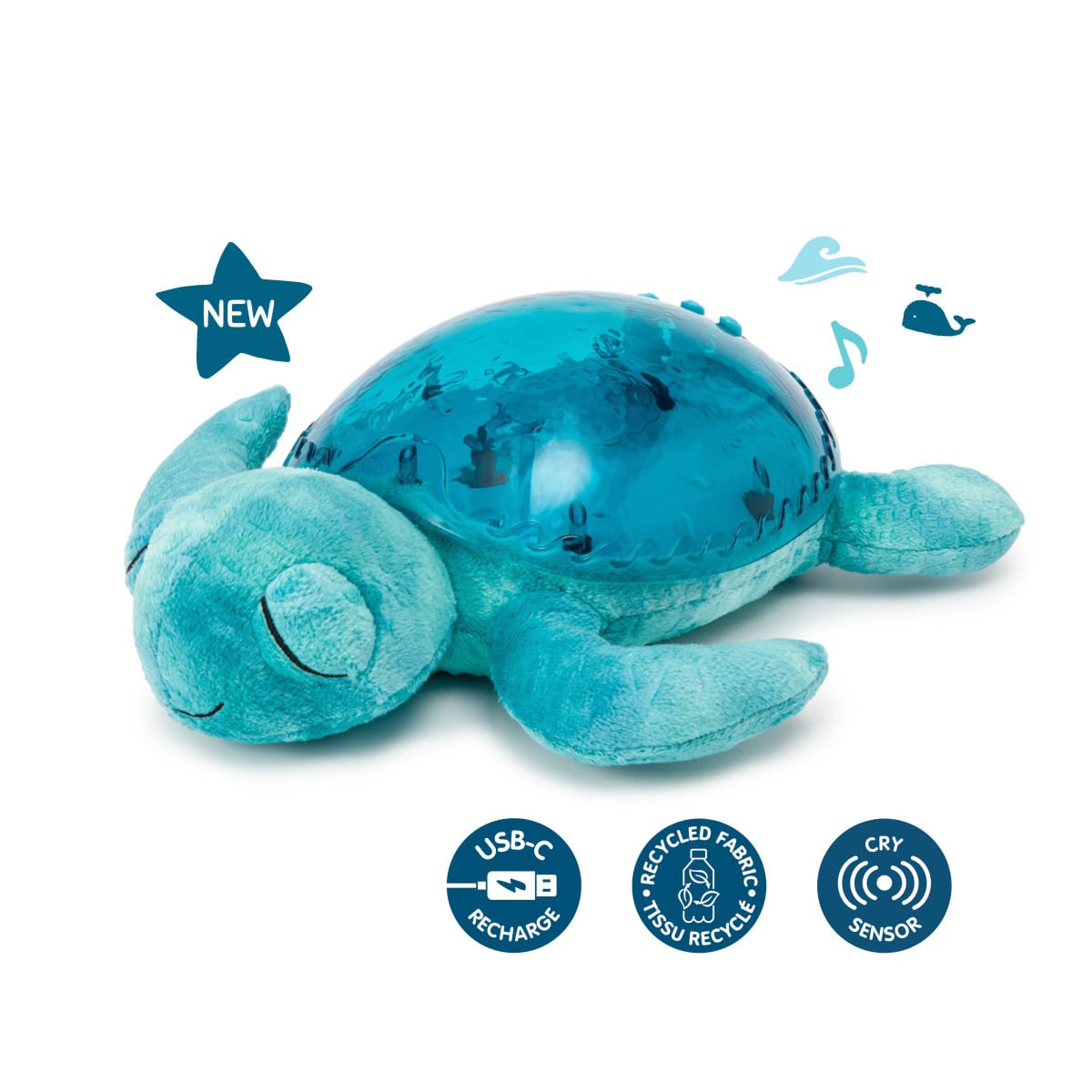 E-shop Cloud b Cloud b® Tranquil Turtle™ - Nočné svetielko s melódiou, Korytnačka, modrá, 0m+