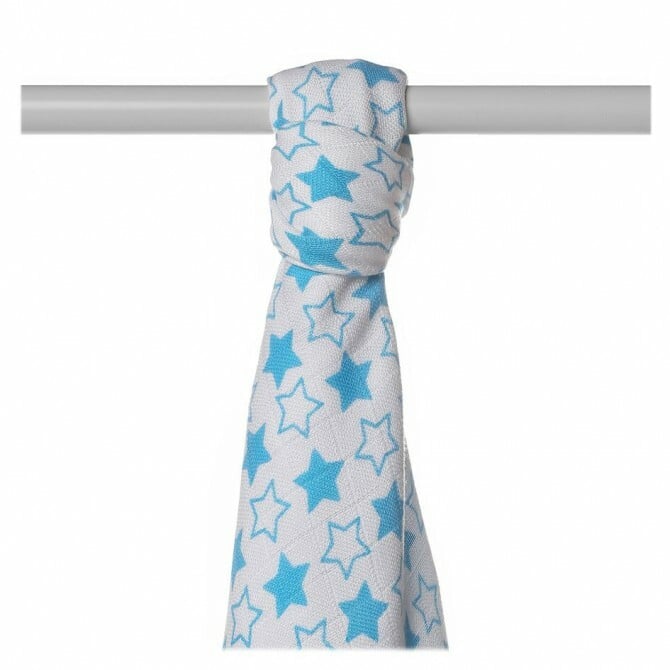 E-shop XKKO BMB Bambusová osuška Little Stars Cyan, 90x100, 1ks