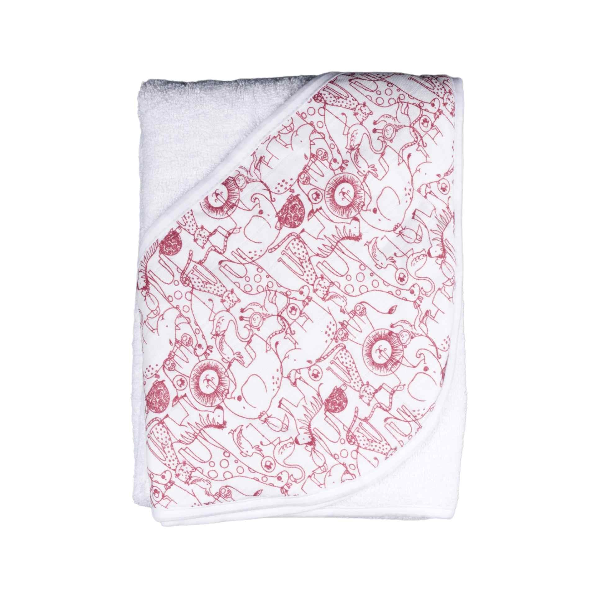 E-shop XKKO BMB Bambusová froté osuška s kapucňou, 90x90 - Safari W/Mesa Rose