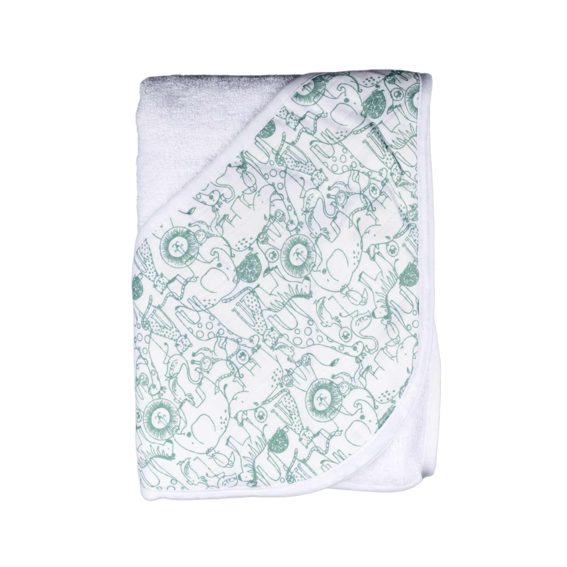 E-shop XKKO BMB Bambusová froté osuška s kapucňou, 90x90 - Safari W/Granite Green