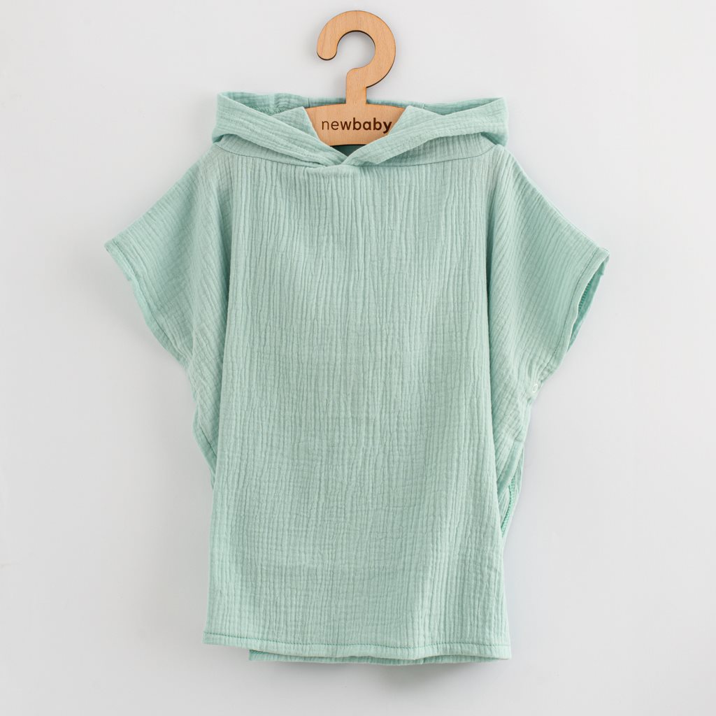 E-shop Detské mušelínové pončo New Baby Feeling mint 35 cm, XS - 55705