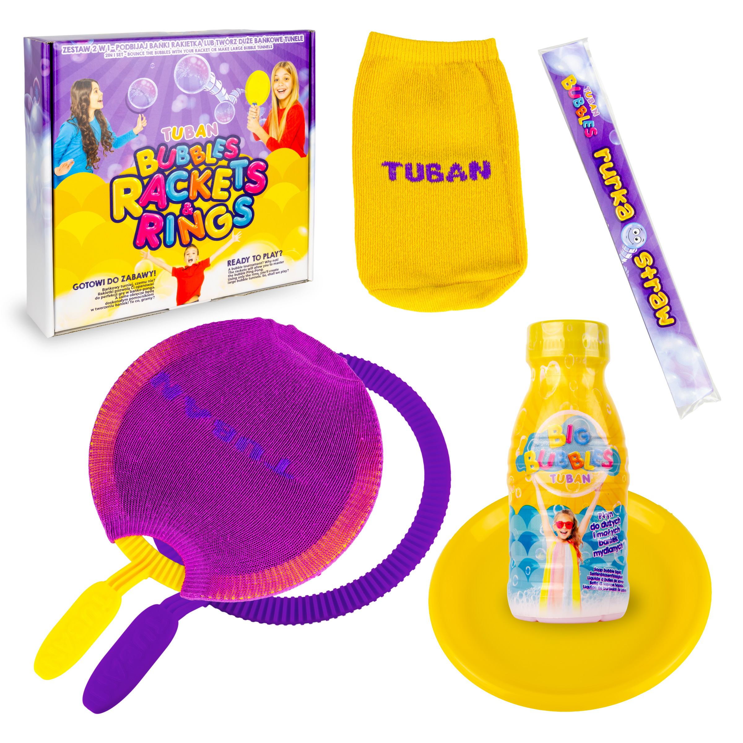 E-shop TUBAN Sada Rakety a obruče na bubliny + tekutina 250 ml