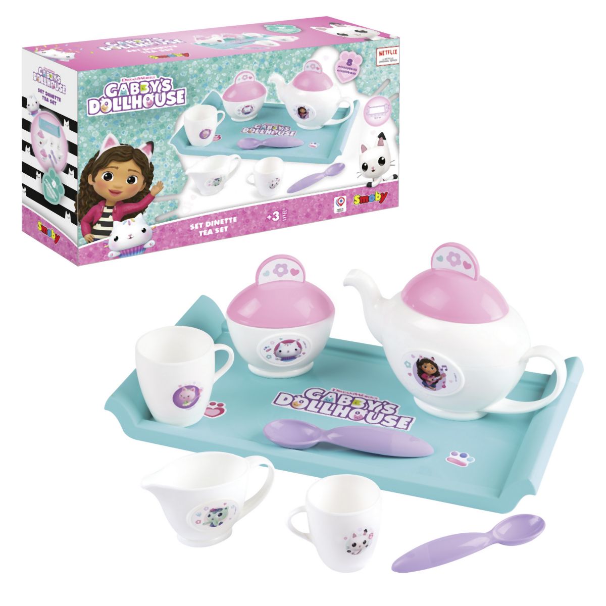 E-shop Smoby Gabby´s Dolllhouse Čajový set s táckou