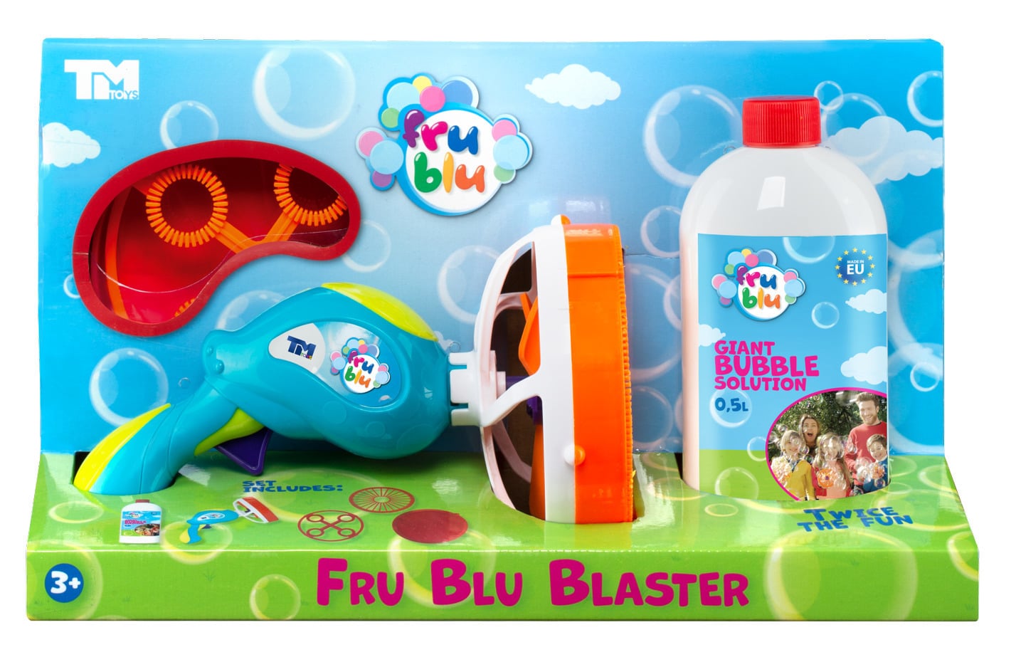 E-shop FRU BLU Bublifuk - 2v1 pištoľ sada na tvorbu profesionálnych bublín + náplň 0,5L v krabici
