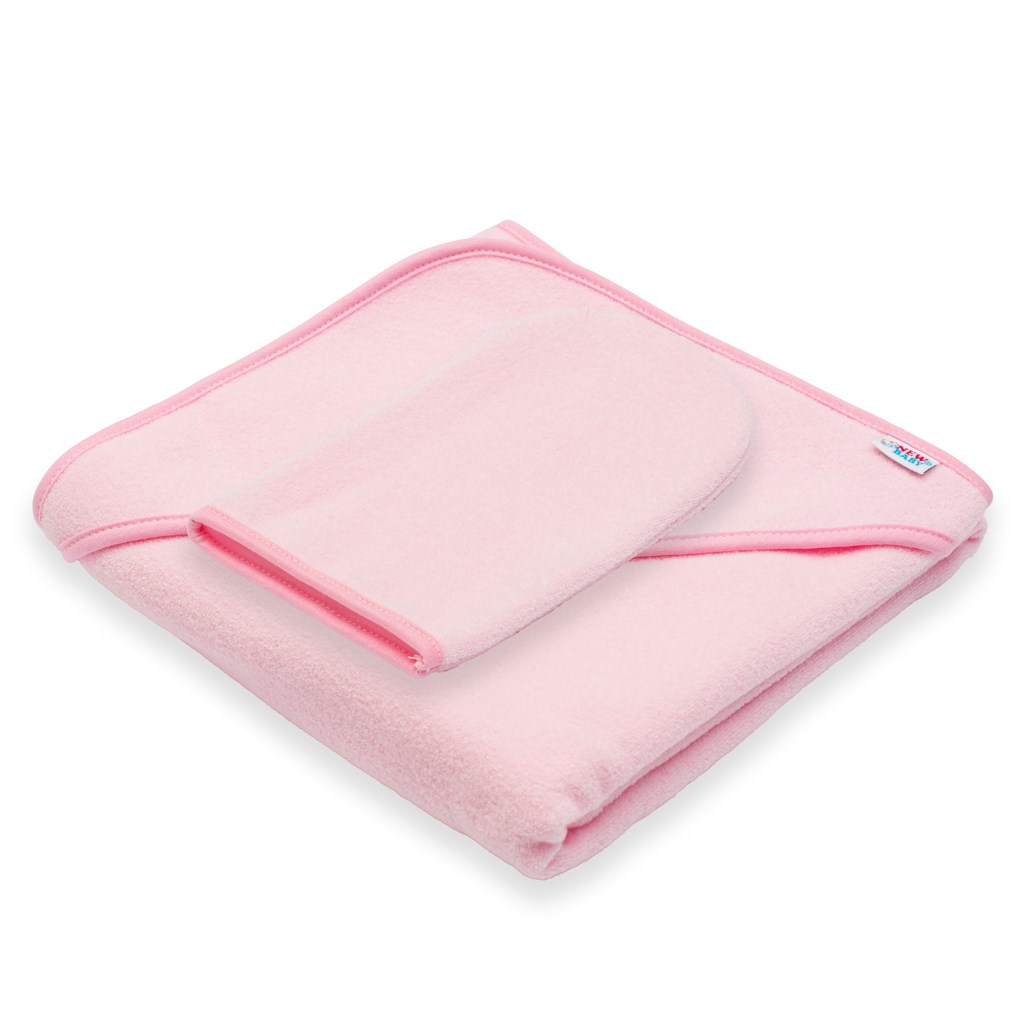 E-shop Detská froté osuška s kapuckou New Baby BASIC 80x80 ružová - 56243