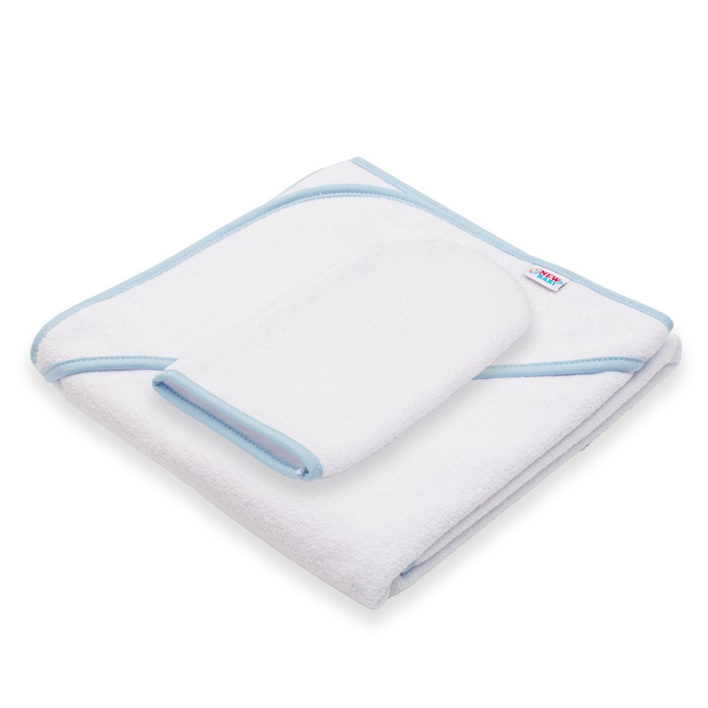 E-shop Detská froté osuška s kapuckou New Baby BASIC 80x80 bielo-modrá - 56247