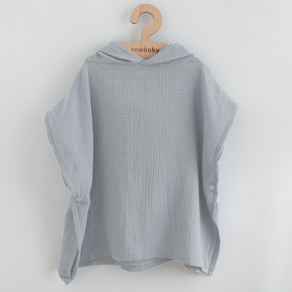 E-shop Detské mušelínové pončo New Baby Feeling svetlo sivé 80 cm, M - 56426