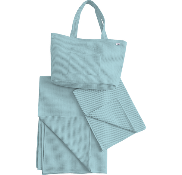 E-shop Levinfelin Plážový set 1, baby modrá, (plážová taška, rodinná deka a osuška)