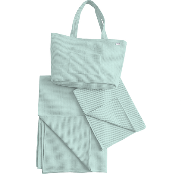 E-shop Levinfelin Plážový set 1, mintová, (plážová taška, rodinná deka a osuška)