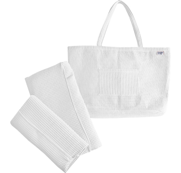E-shop Levinfelin Plážový set 4, biela, (plážová taška a 2 osušky)